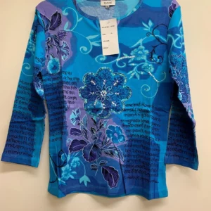 Classic Blue Floral Top XL