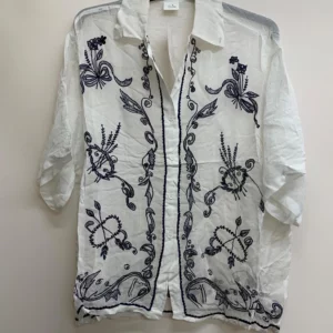 White Embroidered Viscose Shirt Size L