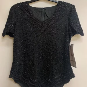Black Embellished Short Sleeve Top