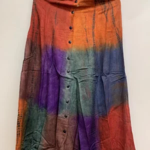 Multicolor Viscose Button-Up Skirt